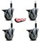 Service Caster 4'' Gray Poly Swivel 1'' Expanding Stem Caster Set with Brake, 4PK SCC-EX20S414-PPUB-PLB-1-4 - alternate 4